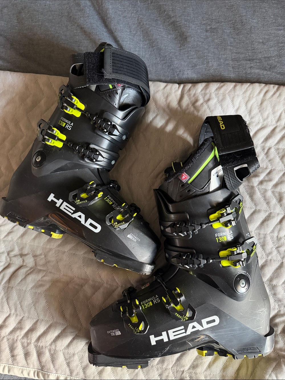 Head Black Ski Boots with Neon Yellow Accents